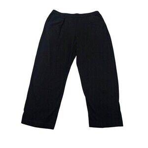 Eileen Fisher Stretch Pants Elastic Waist Knit Pull On Cropped Black S C27.5
